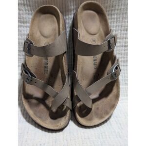 Cushionaire Luna Taupe Faux Leather Double Strap‎ Buckle Sandals Women's 7M